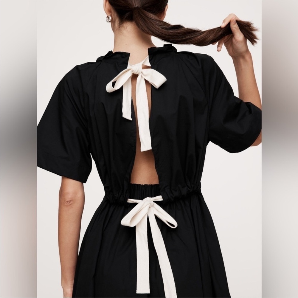 NWT! Banana Republic Black Cotton Poplin Open-Back Maxi Dress - Multiple 🐥🍉 - Picture 2 of 11